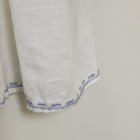 Jonny Was Pete & Greta White 100% Linen Chunky Tassel Boho Drop Waist Dress XS - Picture 8 of 16